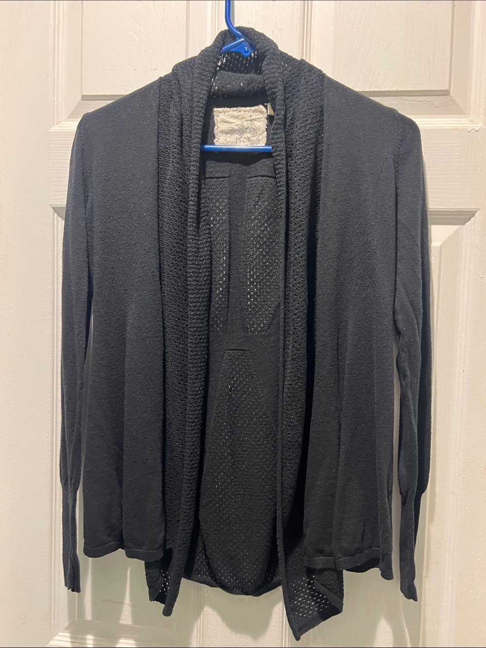 Angel Of The North Black Open-Front Cardigan